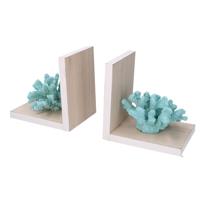 Reggilibri in legno Mare corallo azzurro cm32x6h12/16