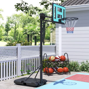 Panier de basketball sur pied hauteur réglable H.146-236 cm lestage roulettes bleu noir