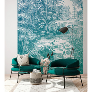 Papier peint panoramique Araucaria - Bleu Vert