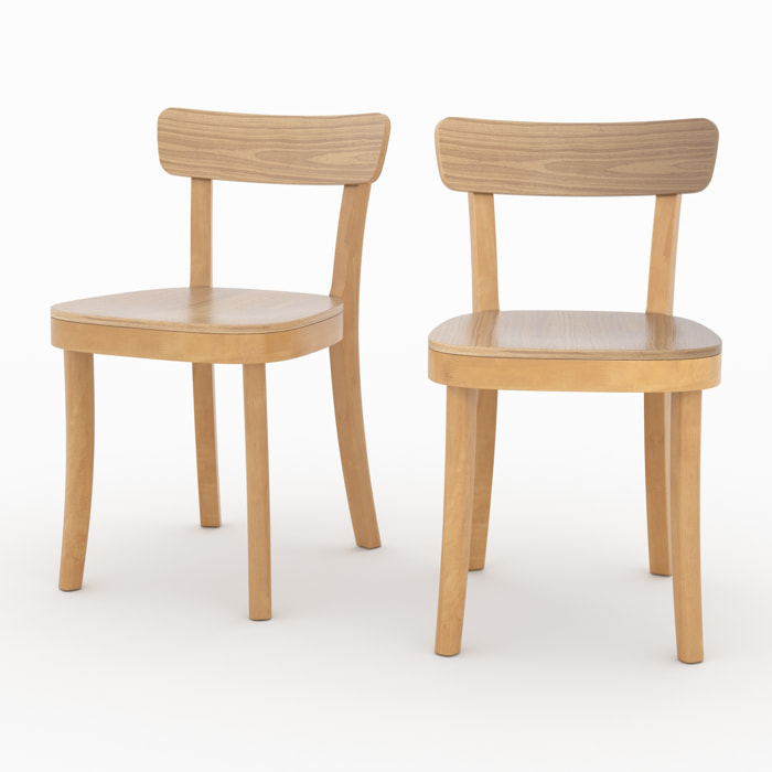 Lot de 2 chaises en bois clair - Keno
