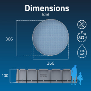 Bestway Piscine hors sol - Ronde - Steel Pro Max - 366 x 100 cm - Sans accessoires