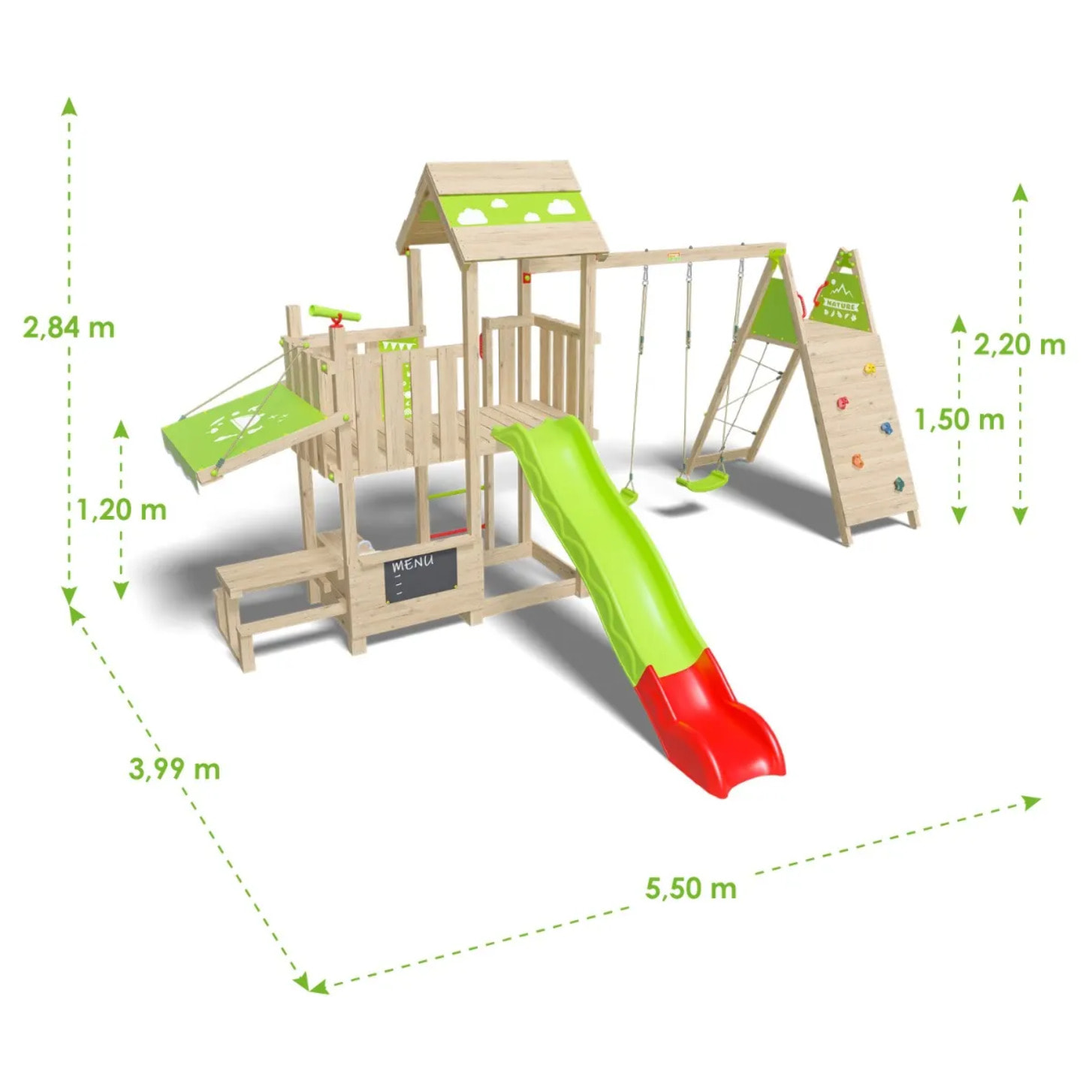 Aire de jeux bois 2,20 m SNACK XPRESSION XL - 14 enfants