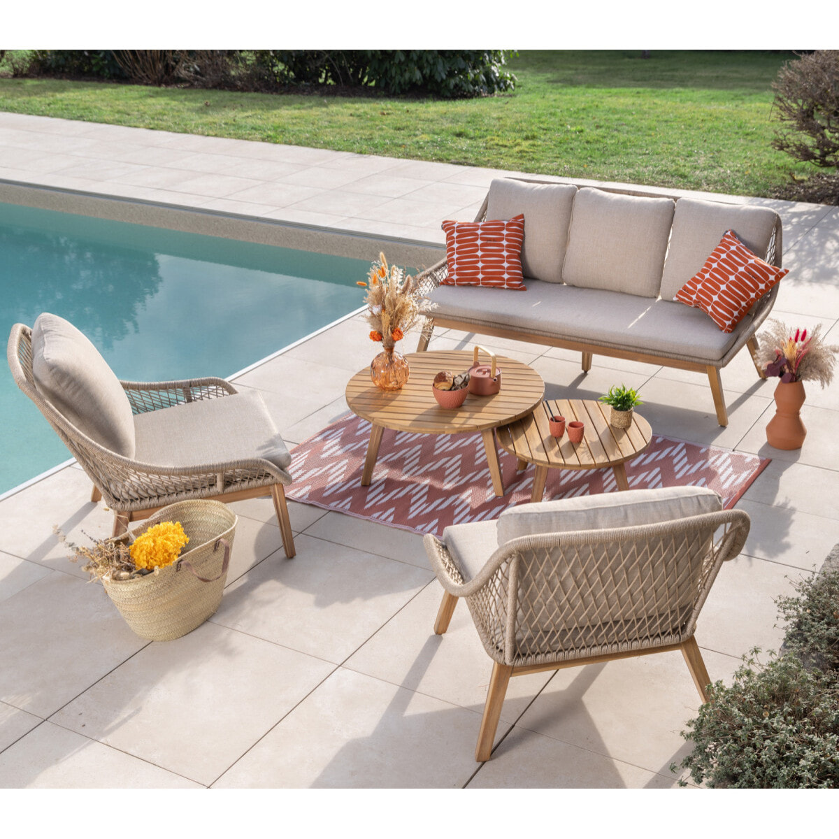 Salon de jardin en acacia - 5 places - DANAO