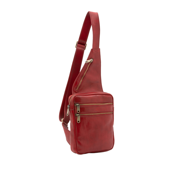 Borsa a tracolla uomo in vera pelle - Modello False - Made in Italy - 17.0 x 23.0 x 4.0 cm