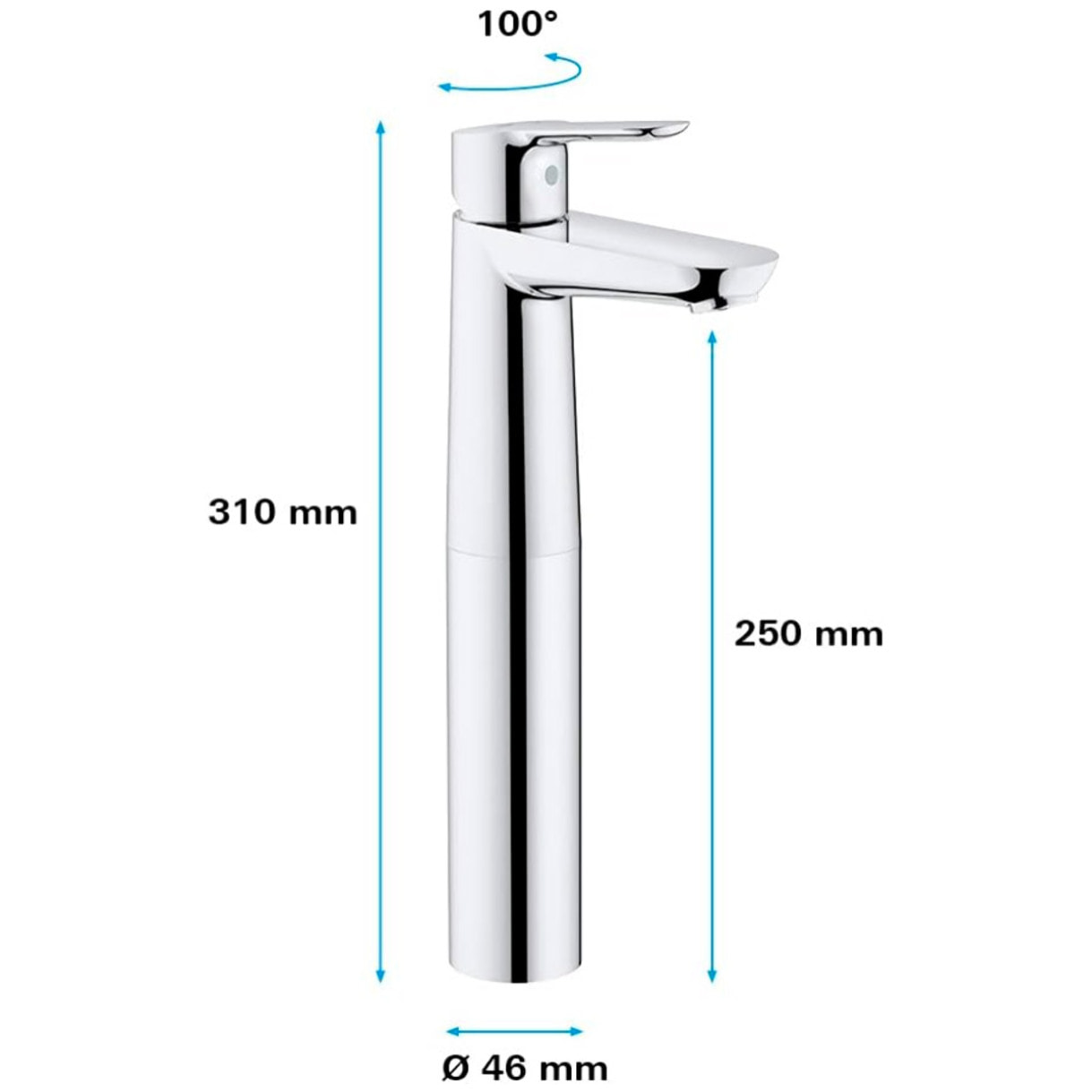 GROHE Start Edge Mitigeur monocommande Lavabo Taille XL Chromé 23777000