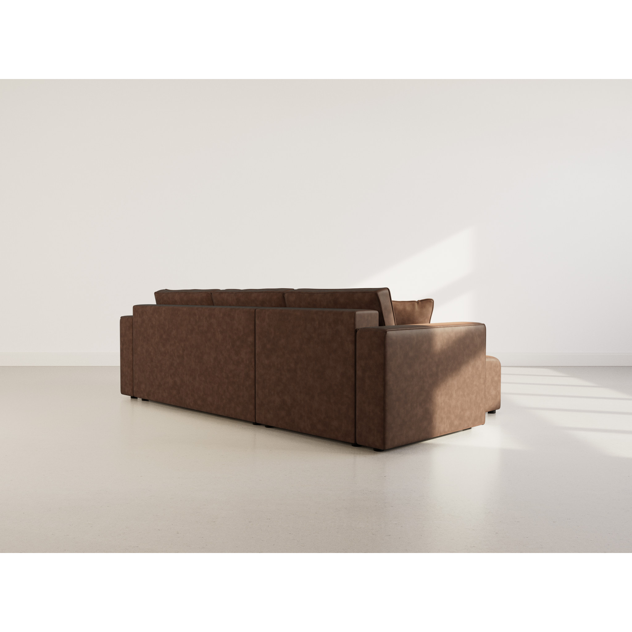 Topaze - canapé d'angle réversible 4 places convertible avec coffre en simili - Marron