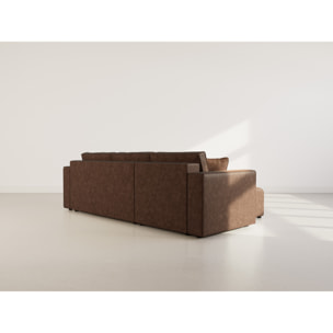 Topaze - canapé d'angle réversible 4 places convertible avec coffre en simili - Marron