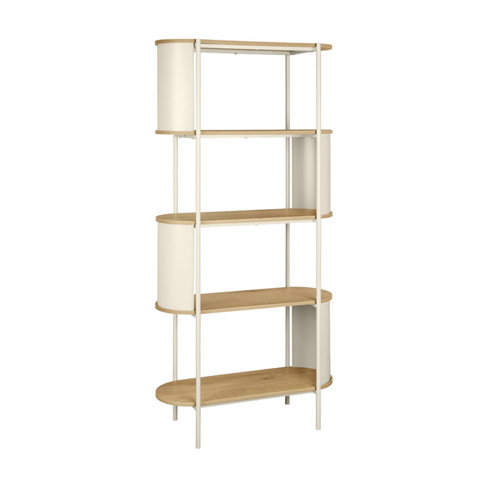 Etagère bibliothèque métal courbé et décor bois 5 niveaux MOLTO