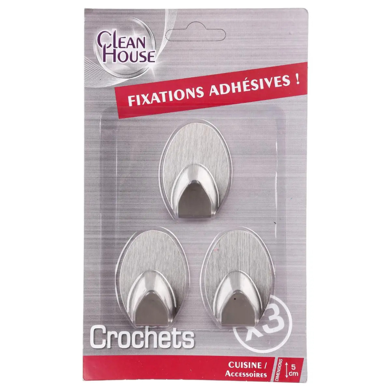 3 crochets adhésifs