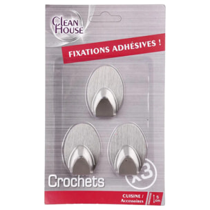 3 crochets adhésifs