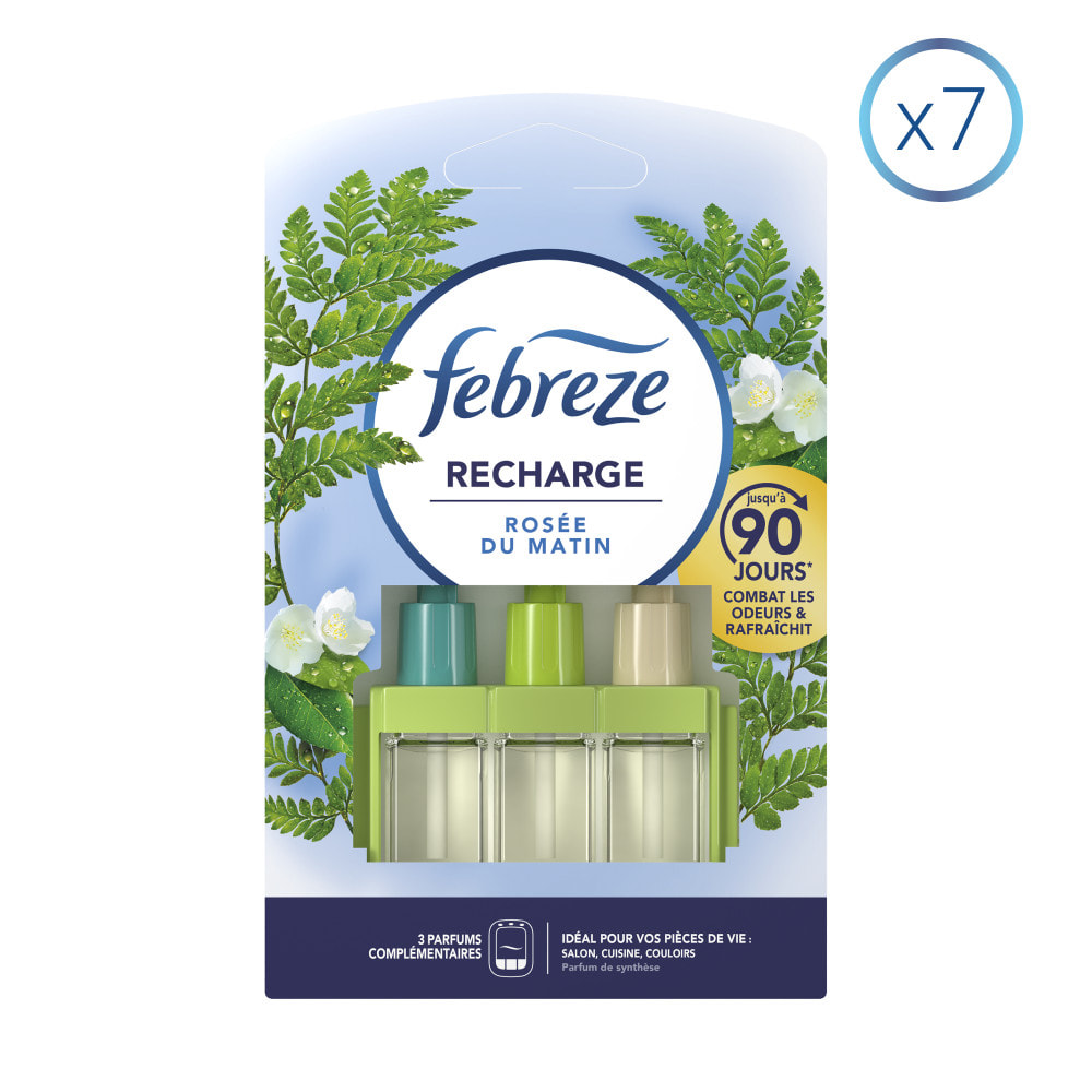 7 Recharges Rosée du Matin Pour Desodorisant Electrique, 20ml, Febreze Smart