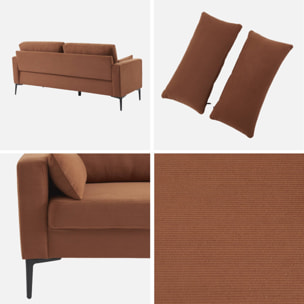 Canapé 3 places pieds métal velours côtelé BJORN