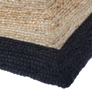 Tapis "Kahi" en jute bord noir 120x170cm