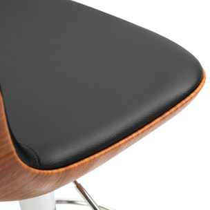 Lot de 2 tabouret de bar hauteur d'assise réglable 64-85 cm pivotant 360° revêtement PU noir imitation bois