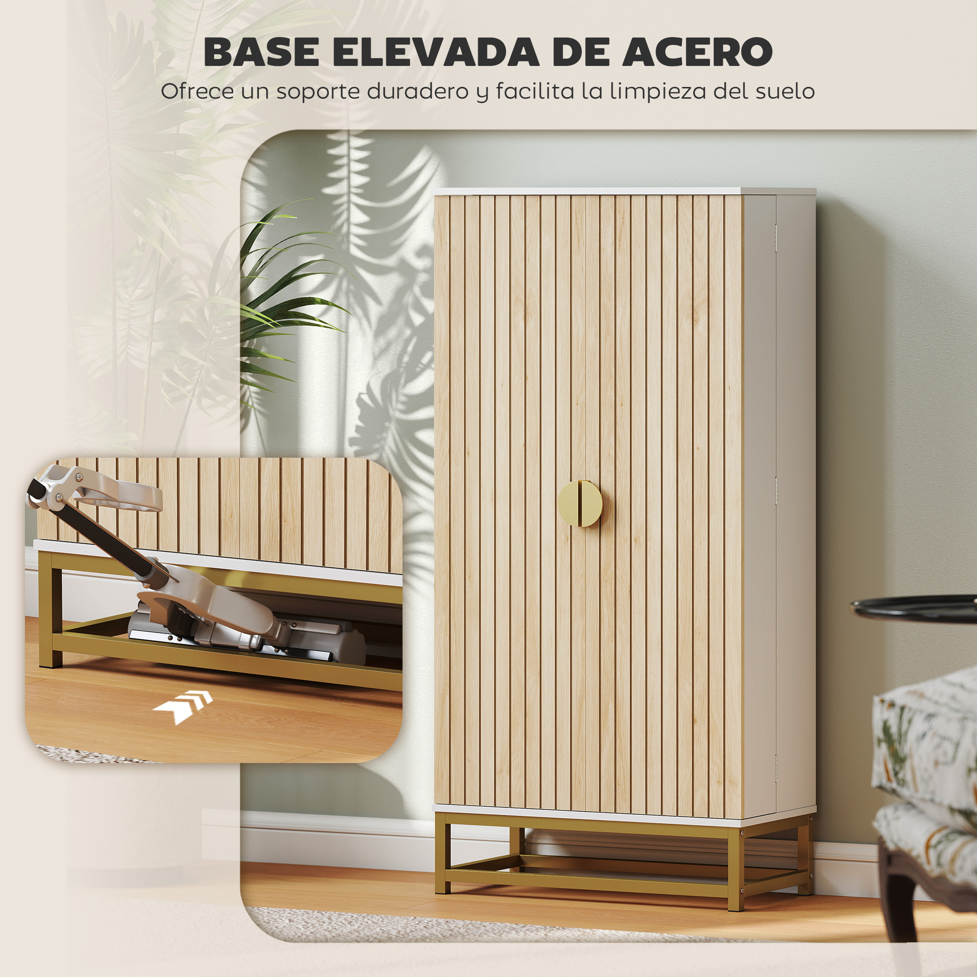 Armario de Cocina, Armario Despensa Cocina, con 2 Puertas con 12 Estantes, Alacena Moderna, con 5 Estantes Ajustables, Base de Acero, para Comedor, Salón, 58x29x119,5 cm, Blanco