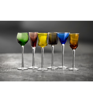 Ensemble de 6 verres à schnaps assortis