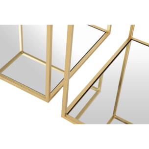 Set 2 Mesas Metal Cristal 50x50x50 45x45x35 Cm