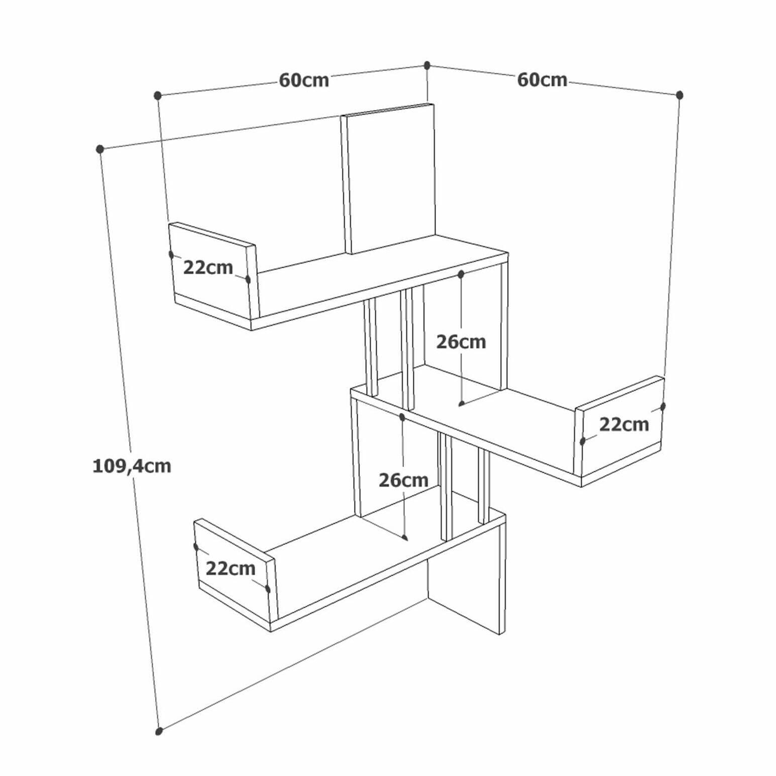 Mensola Dmurator, Scaffale, Ripiano a muro, Scaffalatura multiuso, 60x60h109 cm, Quercia