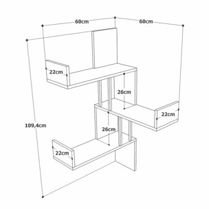 Mensola Dmurator, Scaffale, Ripiano a muro, Scaffalatura multiuso, 60x60h109 cm, Quercia