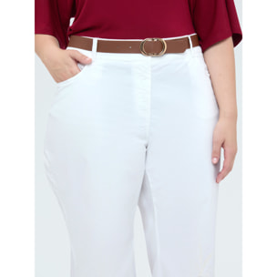 Fiorella Rubino - Pantaloni cropped con ricami e cintura - Bianco