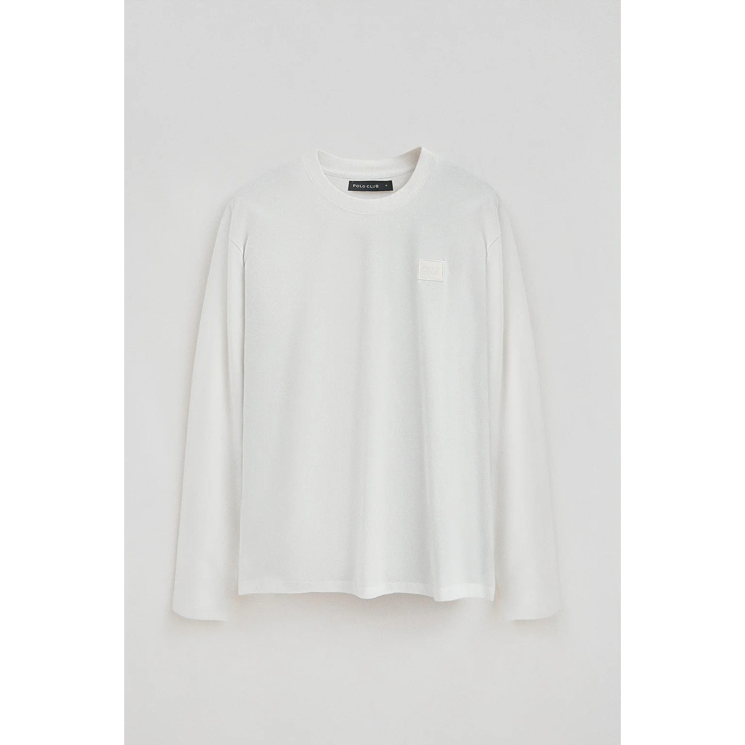 Camiseta blanca de manga larga con parche personalizado Polo Club