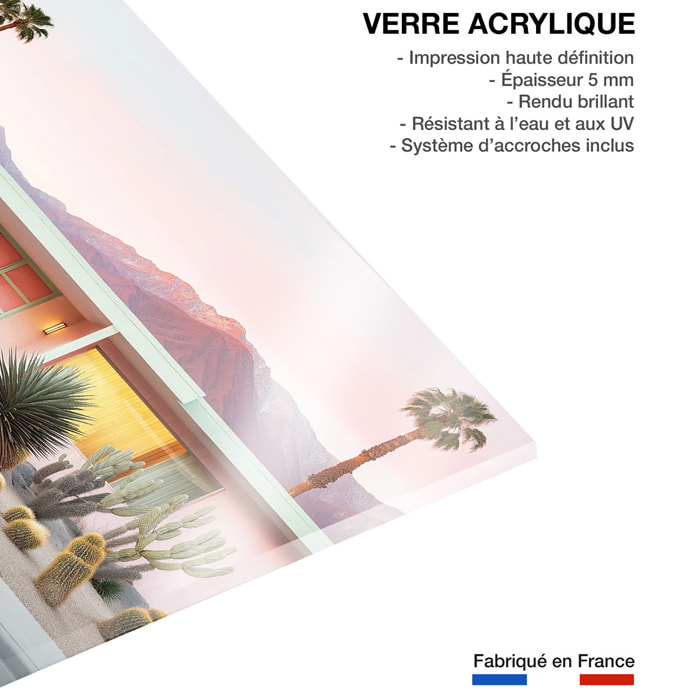 Tableau maison rose à toit plat Tableau plexiglas