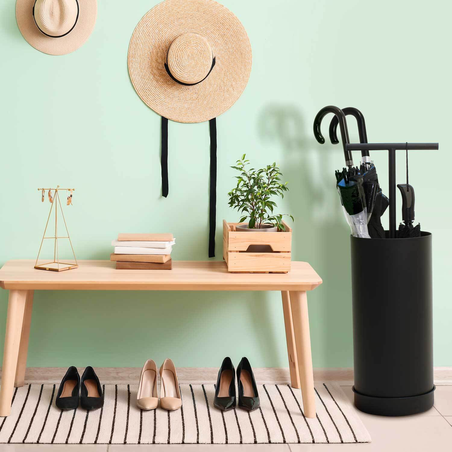 Ohm - Portaombrelli di design con supporto appendi ombrelli e feritoia di svuotamento acqua