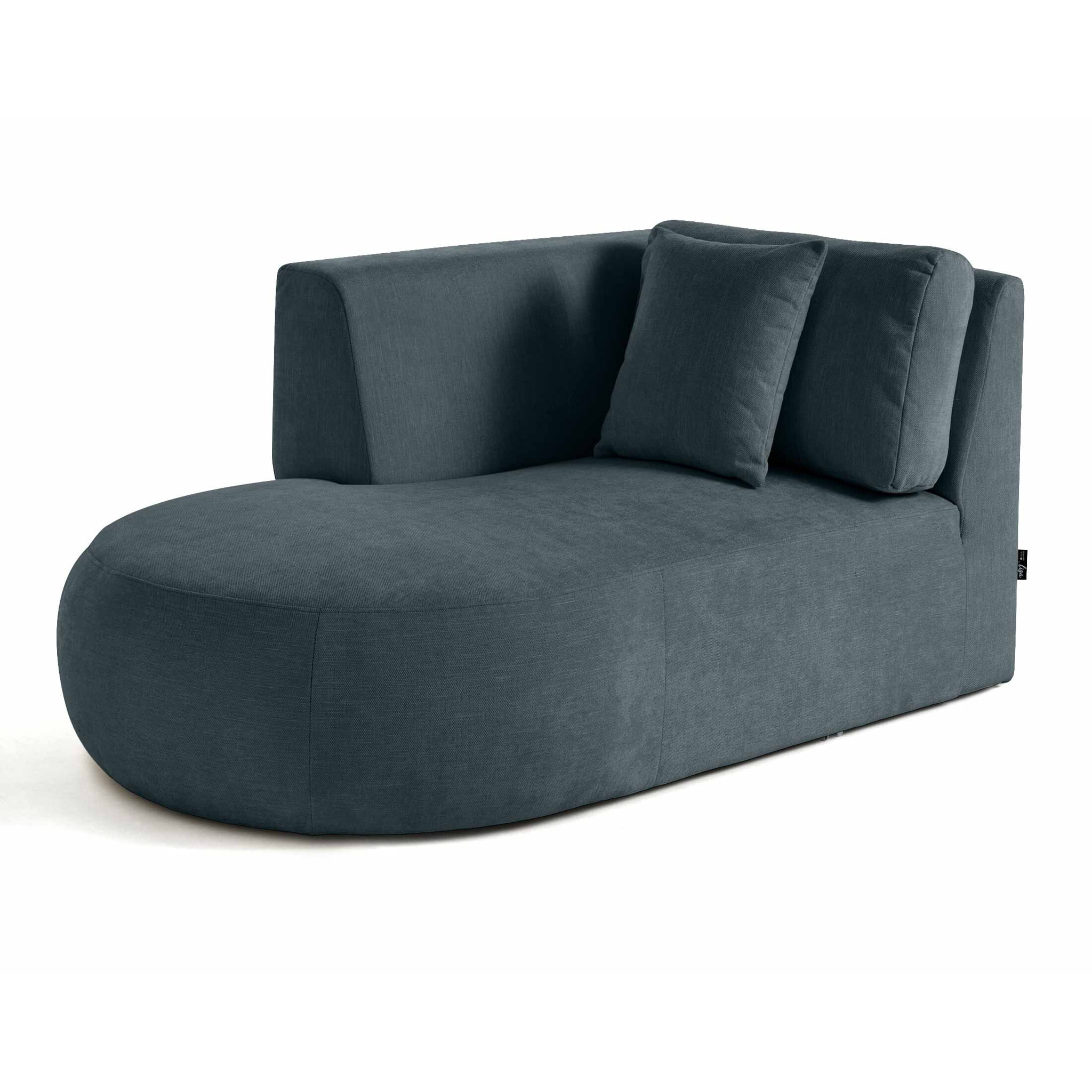 Santorini - module d'assise méridienne gauche - en tissu texturé - Bleu grisé
