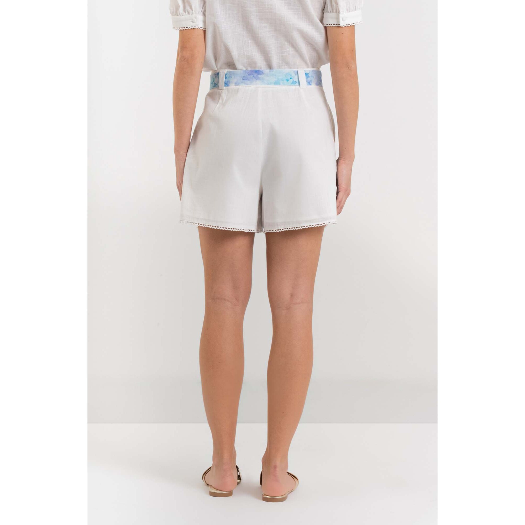 Kocca - Shorts da donna 100% cotone con cintura e stampa floreale Donna