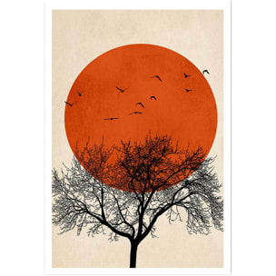 Affiche ""soleil rouge graphique"" Affiche seule