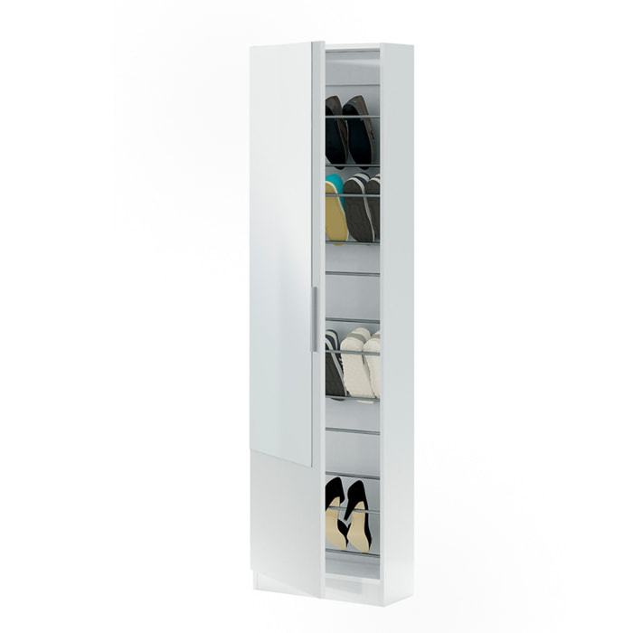 Armario Zapatero Suelo Con Espejo 180x50x22cm Blanco Artik