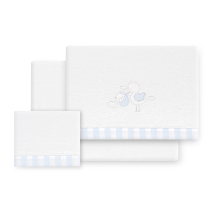 Triptico Coche Coralina Cigueña Oso Bco/Azul