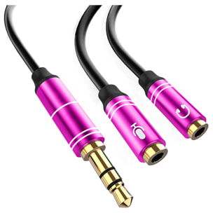 Splitter convertitore da doppio minijack femmina (microfono e altoparlante) a minijack maschio. Usa cuffie da PC con microfono sul tuo smartphone e tablet.