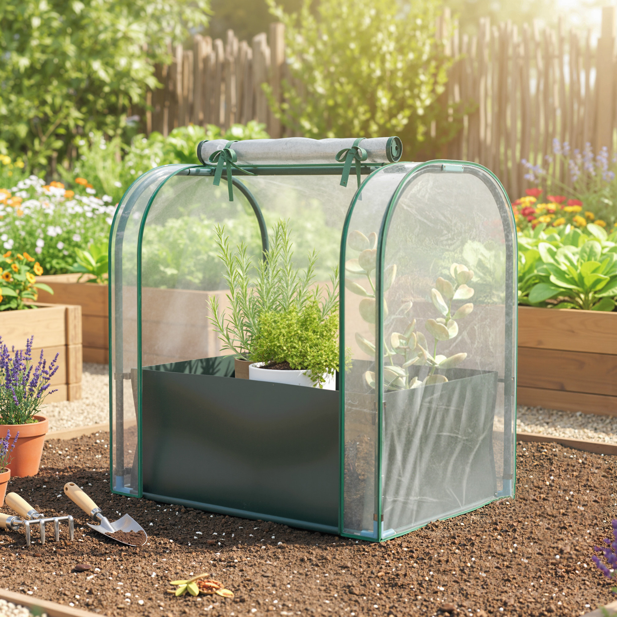 Mini Invernadero con Bolsa para Plantar, 68x50x70 cm, Invernadero Pequeño Portátil para Interior y Exterior con Puerta Enrollable, Marco Acero, Impermeable, para Jardín, Balcón o Patio, Verde