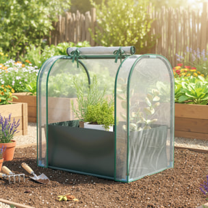 Mini Invernadero con Bolsa para Plantar, 68x50x70 cm, Invernadero Pequeño Portátil para Interior y Exterior con Puerta Enrollable, Marco Acero, Impermeable, para Jardín, Balcón o Patio, Verde