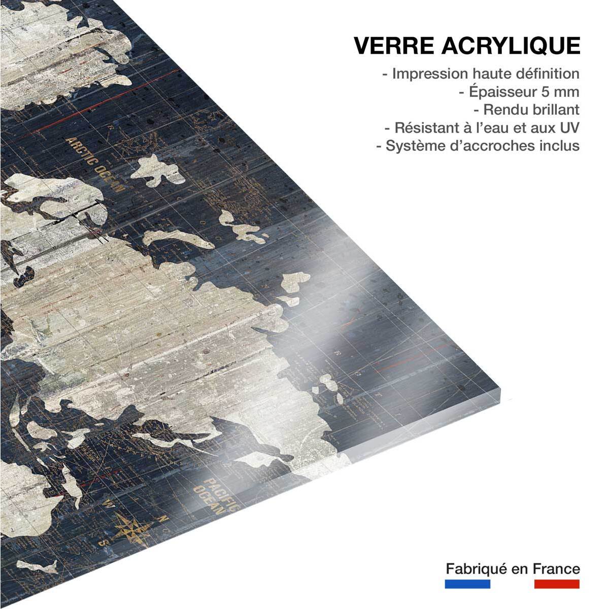 Tableau Carte du monde voies navigables Tableau plexiglas