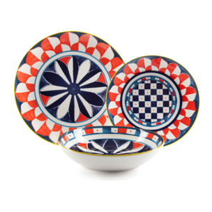 Service de table 18 pièces Excelsa – Sciacca, Porcelaine Multicolore