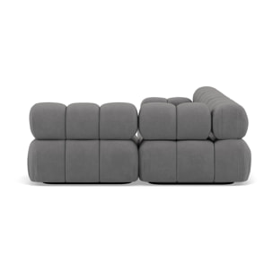 Ruby - canapé modulable d'angle droit 5 places en velours texturé - Gris