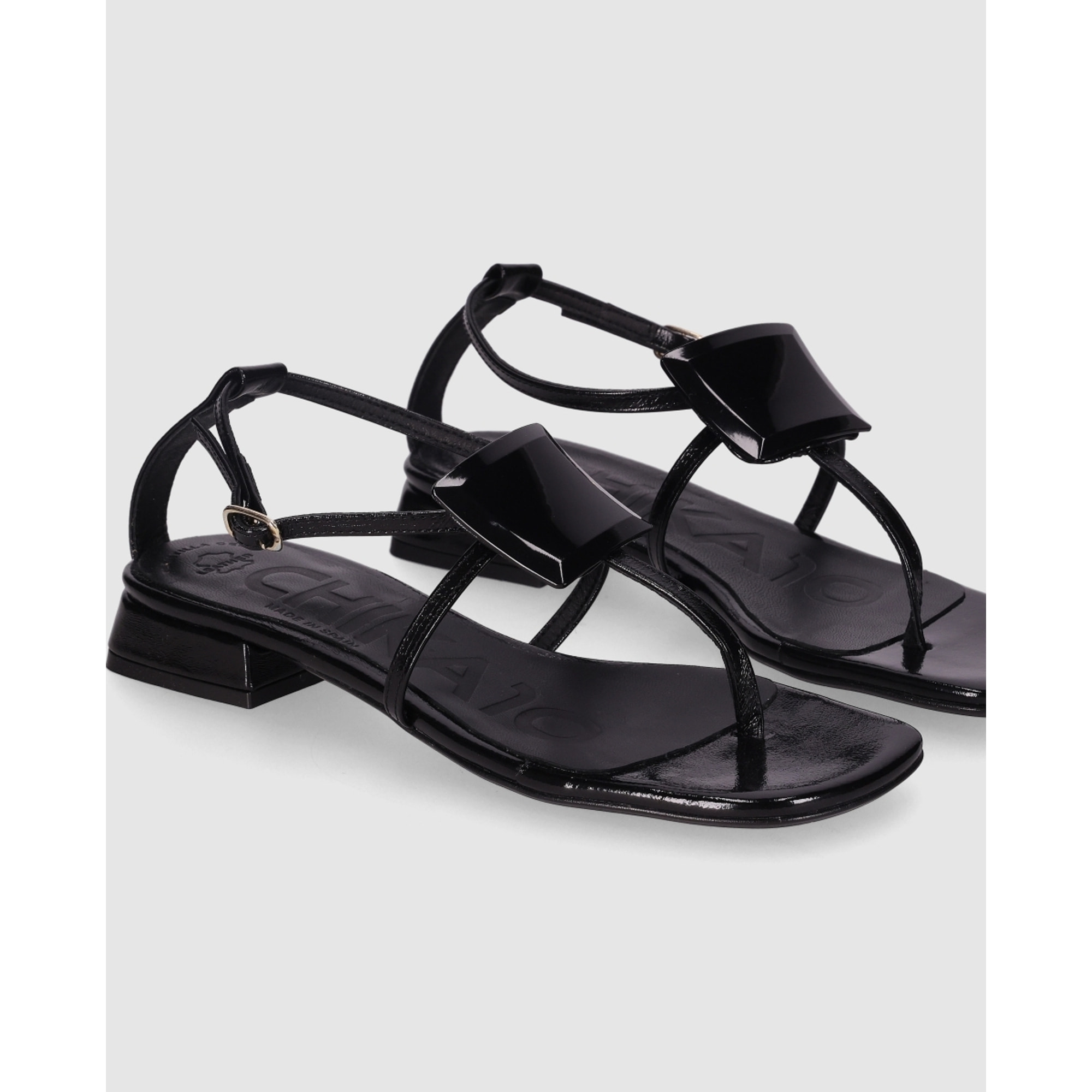 Sandalias - Negro - Tacón: 3 cm
