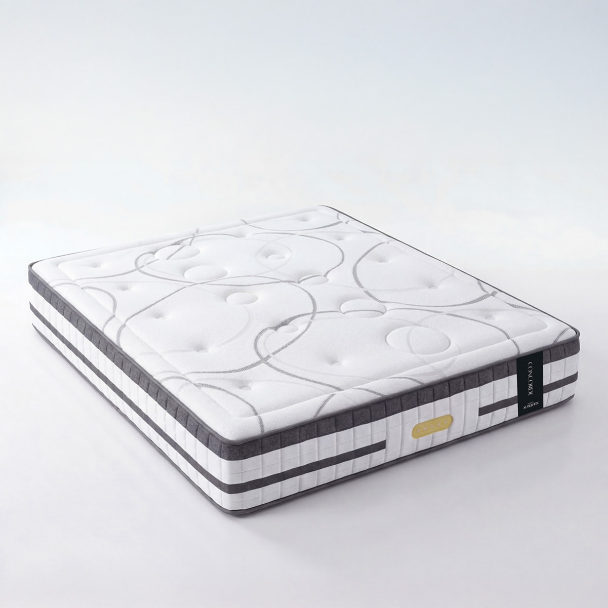 Ensemble Matelas Hybride Concorde & Sommier Bois, Ressorts Ensachés & Mémoire de Forme, 26 cm, Technologie Tri-lattes, Soutien Ferme