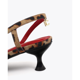 Scarpa con tacco alto e scollatura profonda con stampa leopardata