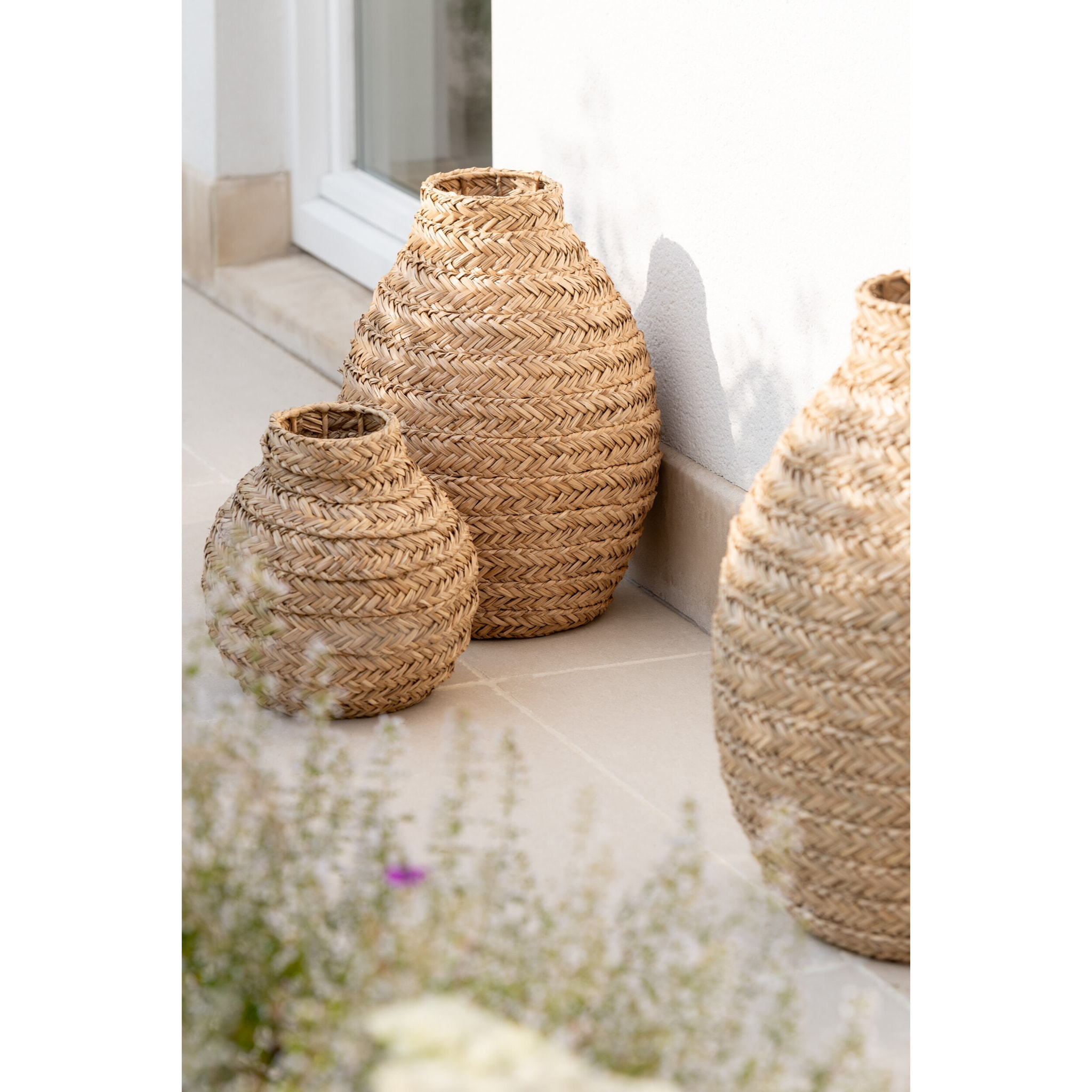 J-Line Vase Tressé Jonc De Mer Naturel Small