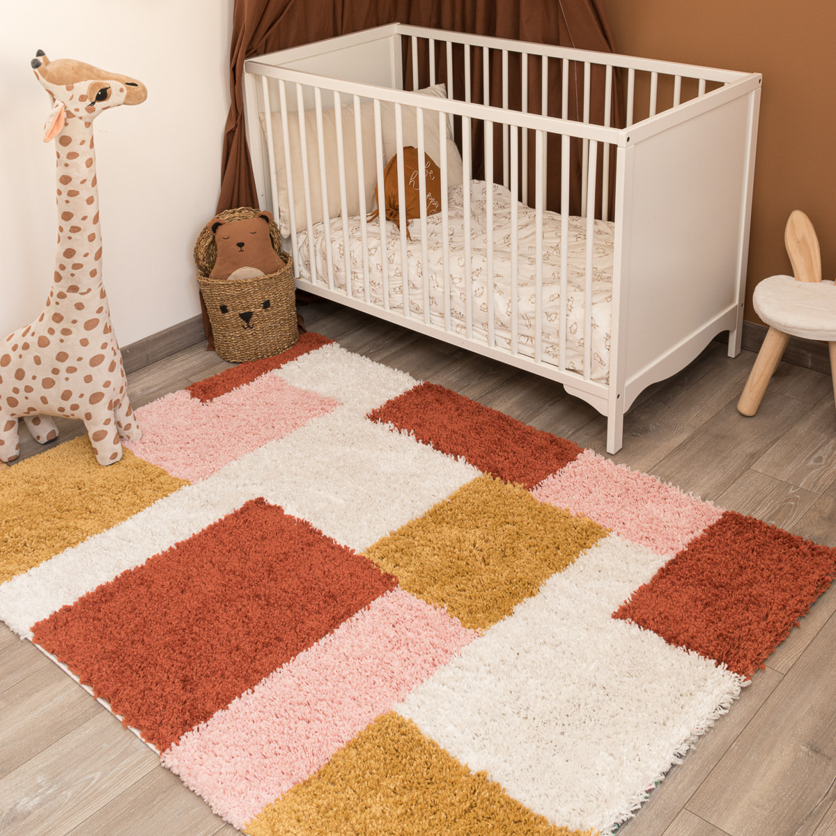 Aquarelle - tapis chambre d'enfant à motif géométrique terra
