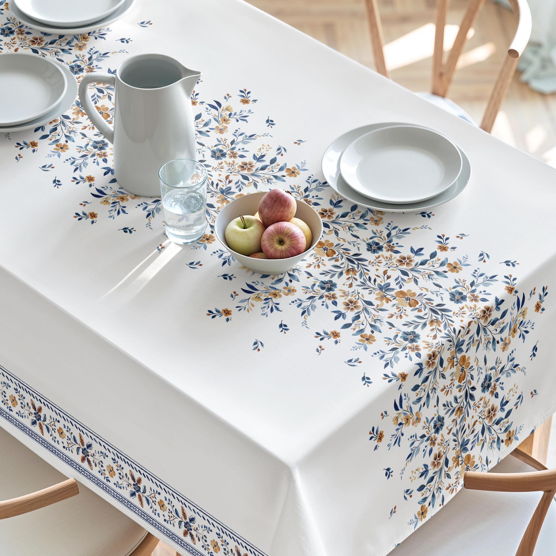 Nappe imprimée anti-tâches IONA BLEU