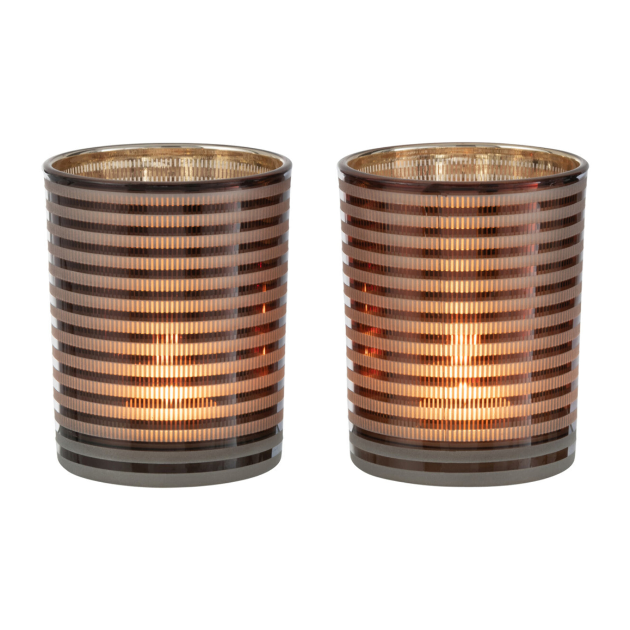 J-Line photophore Rayé - verre - brun - small - 2 pcs