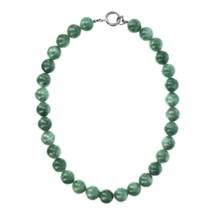 Collana Girocollo con Sfere di Pietra Naturale Quarzite Verde in Argento 925 placcato Rodio