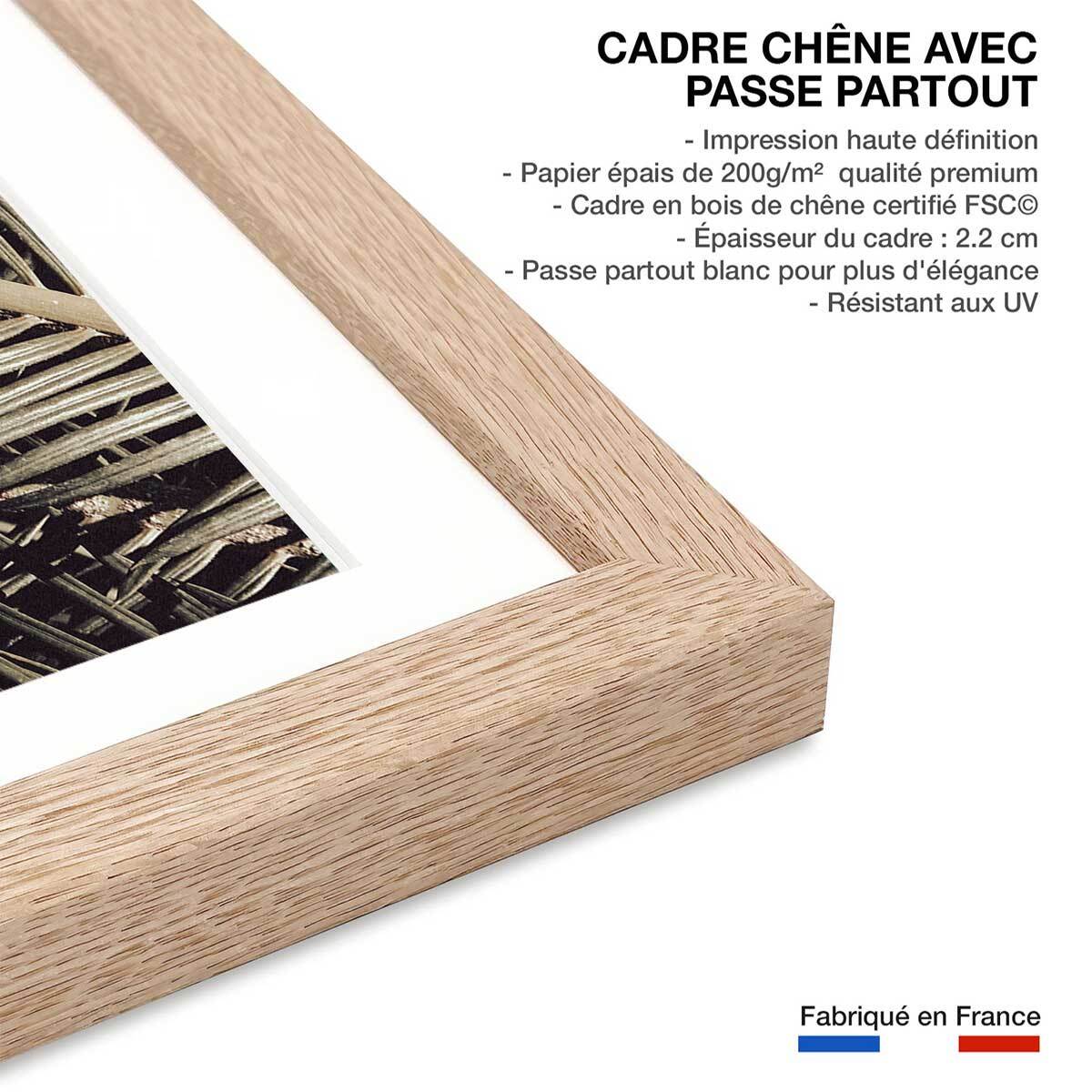 Poster palm island Affiche + cadre en bois - Chêne