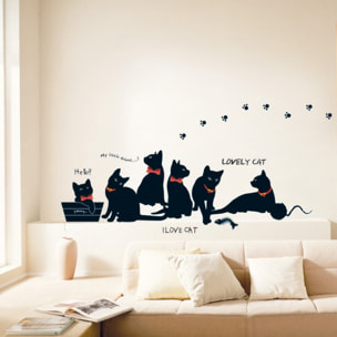 Stickers Muraux décoration adhésifs Chats noirs