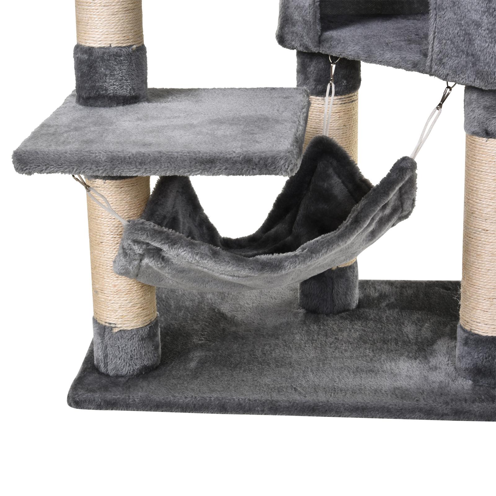 Árbol de Gatos de Aglomerado de Madera Sisal Felpa 60x40x154 cm Gris