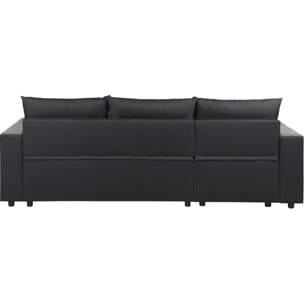 Canapé d'angle réversible/convertible en tissu "Victor" - 3 places - Noir